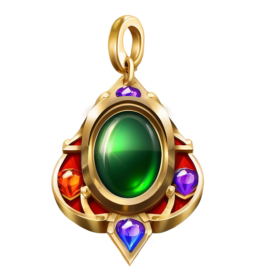 Golden Amuletwith Gems PNG Image