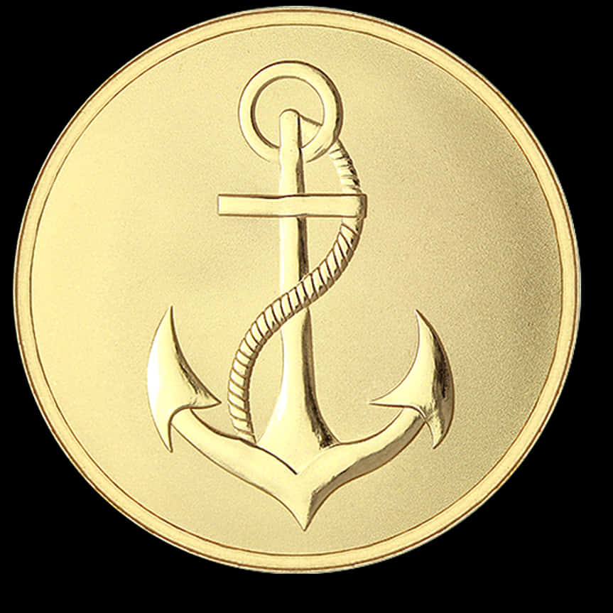 Golden Anchor Coin PNG Image