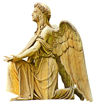 Golden Angel Statue Sculpture PNG Image