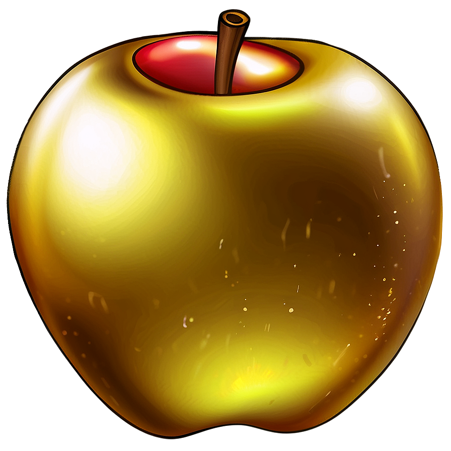 Golden Apple Illustration Png 06132024 PNG Image