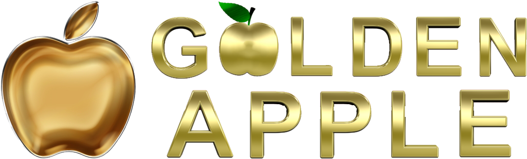 Golden Apple Logo Design PNG Image