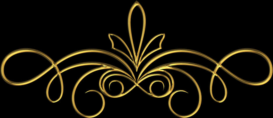 Golden Arabesque Design PNG Image