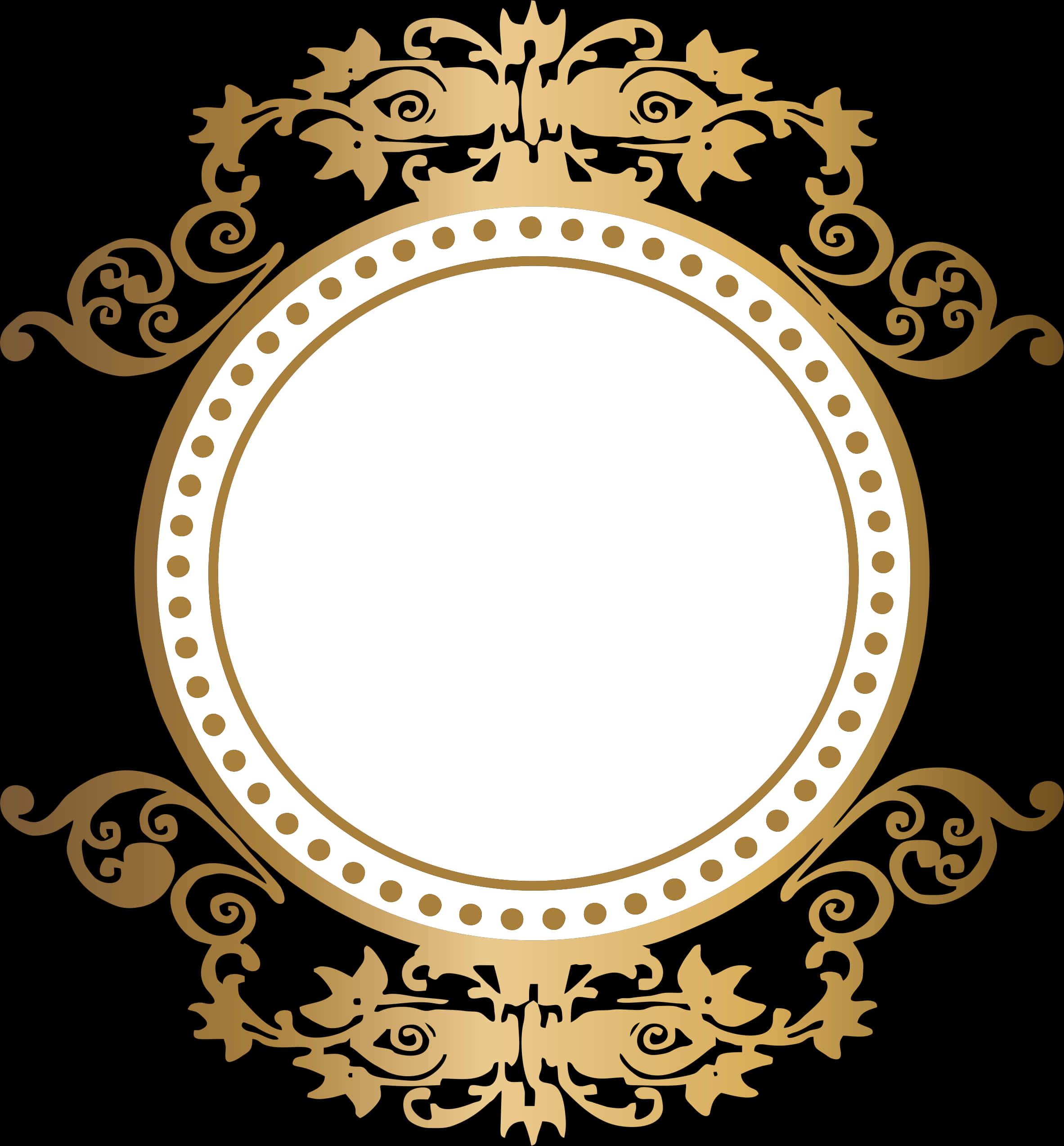 Golden Arabesque Frame Design PNG Image