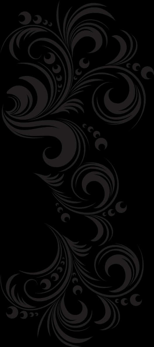 Golden Arabesque Patternon Black PNG Image