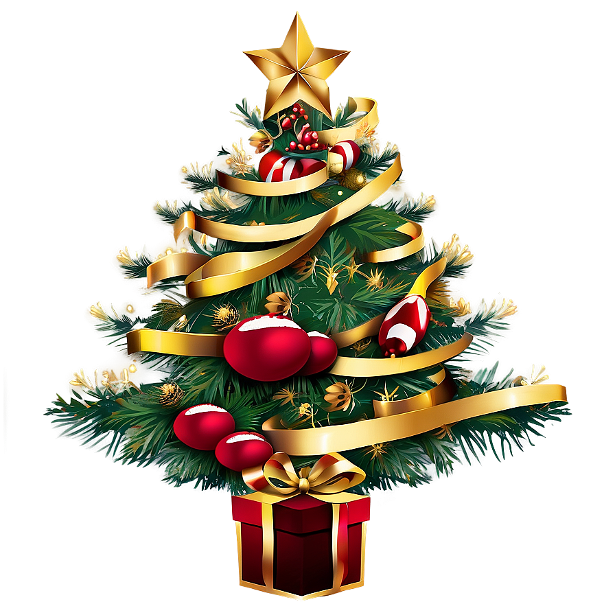 Golden Arbol De Navidad Elegance Png Uxc PNG Image