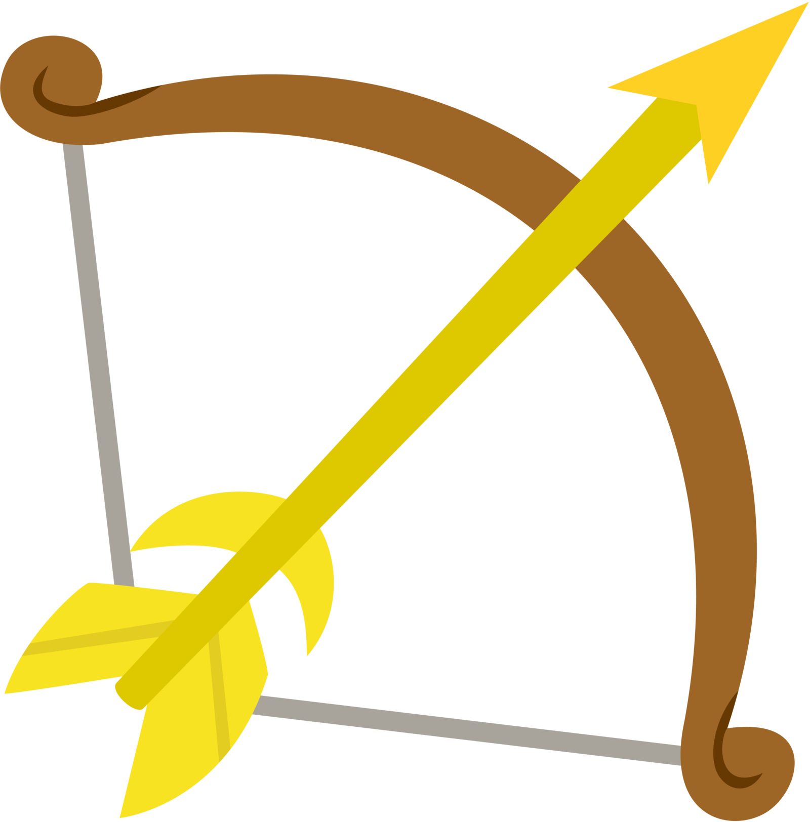 Golden Arrowand Bow Illustration PNG Image