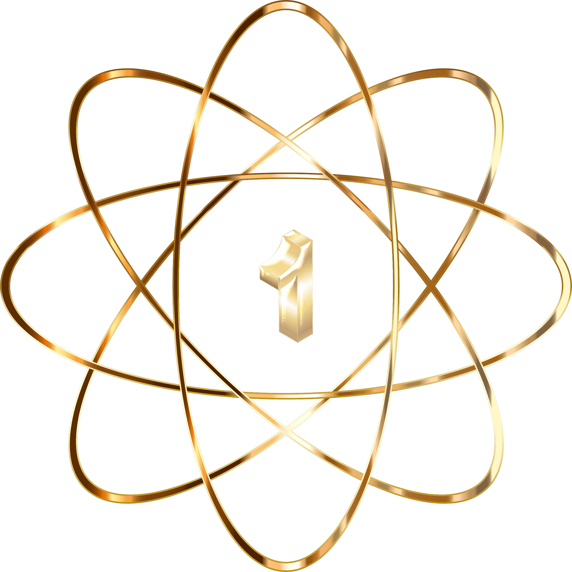 Golden Atomic Structure Number One PNG Image