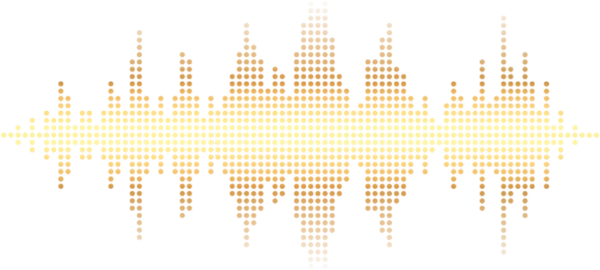 Golden Audio Spectrum Visualization PNG Image