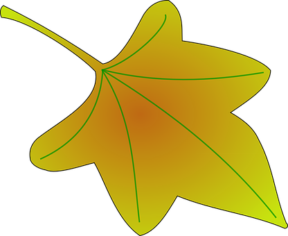 Golden Autumn Leaf Vector PNG Image