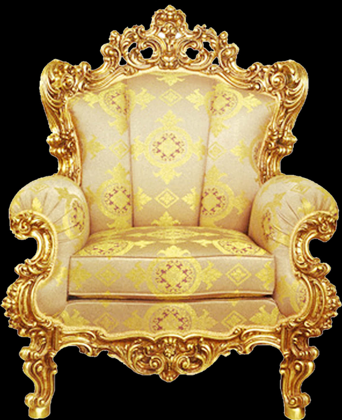 Golden Baroque Style Chair PNG Image