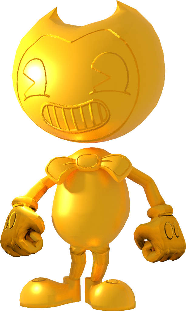 Golden_ Bendy_ Figure_ Render PNG Image