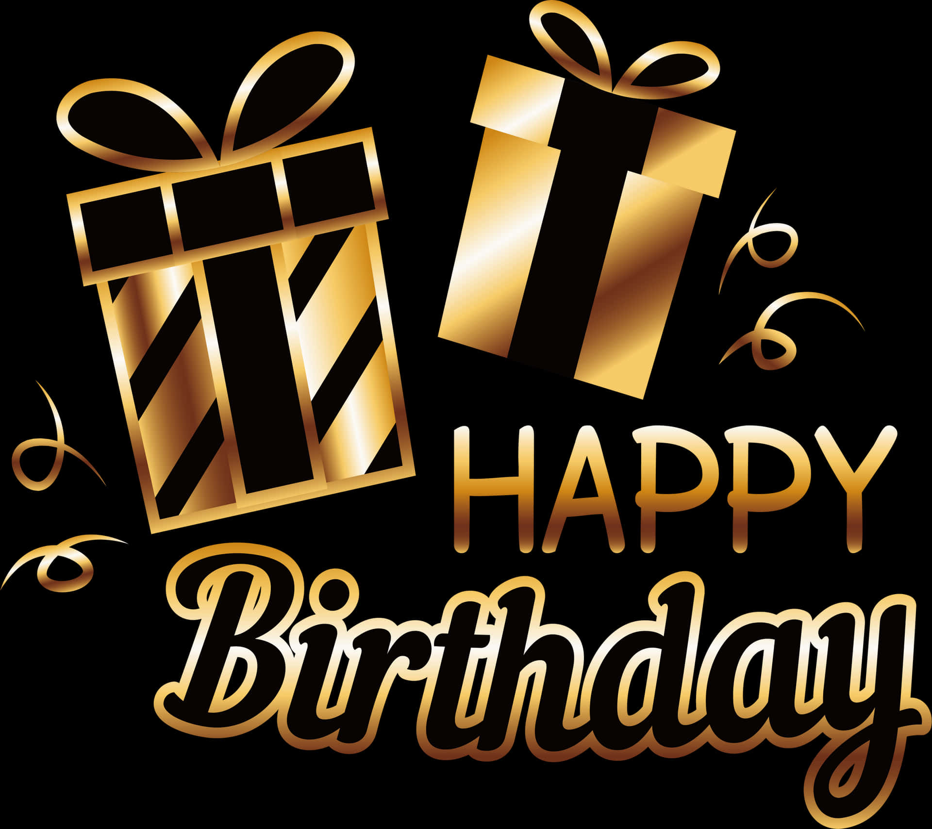 Golden_ Birthday_ Gifts_ Celebration PNG Image