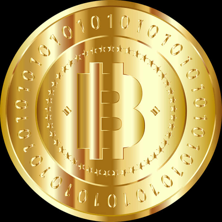 Golden Bitcoin Representation PNG Image