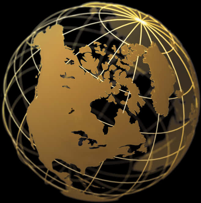 Golden Black Abstract Globe PNG Image