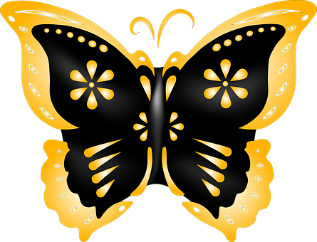 Golden Black Butterfly Graphic PNG Image