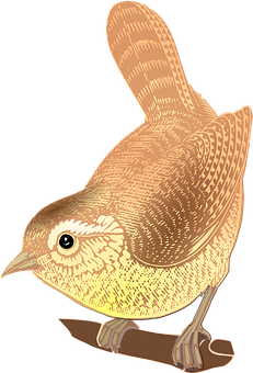 Golden Brown Illustrated Bird PNG Image