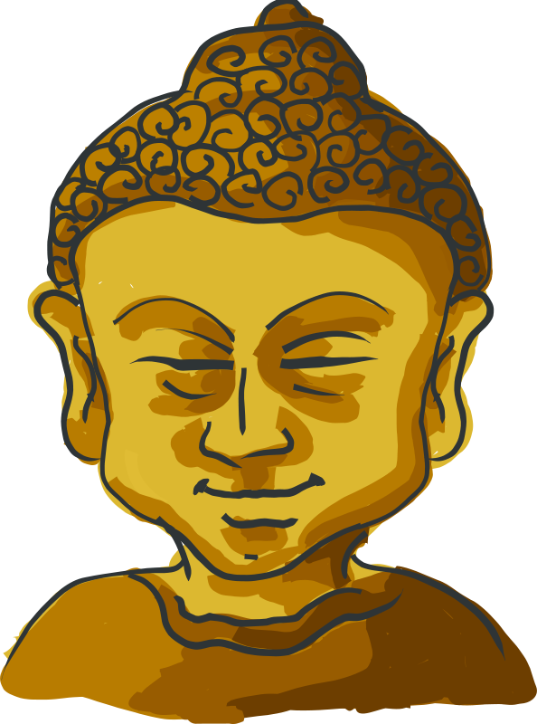 Golden Buddha Head Illustration PNG Image