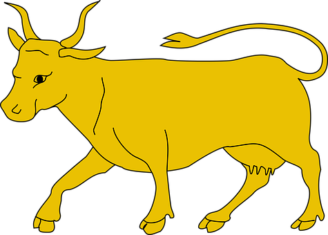 Golden Bull Silhouette PNG Image