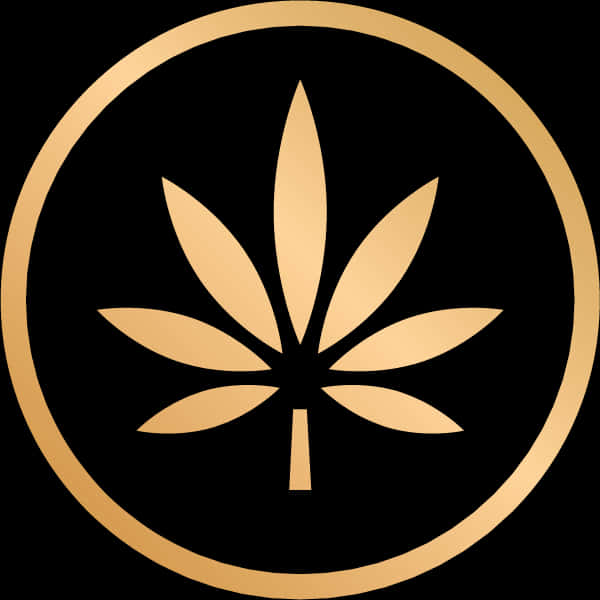 Golden Cannabis Leaf Icon PNG Image