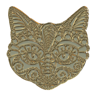 Golden Cat Mask Filigree Design PNG Image