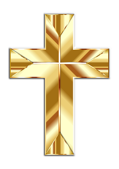 Golden Christian Cross PNG Image