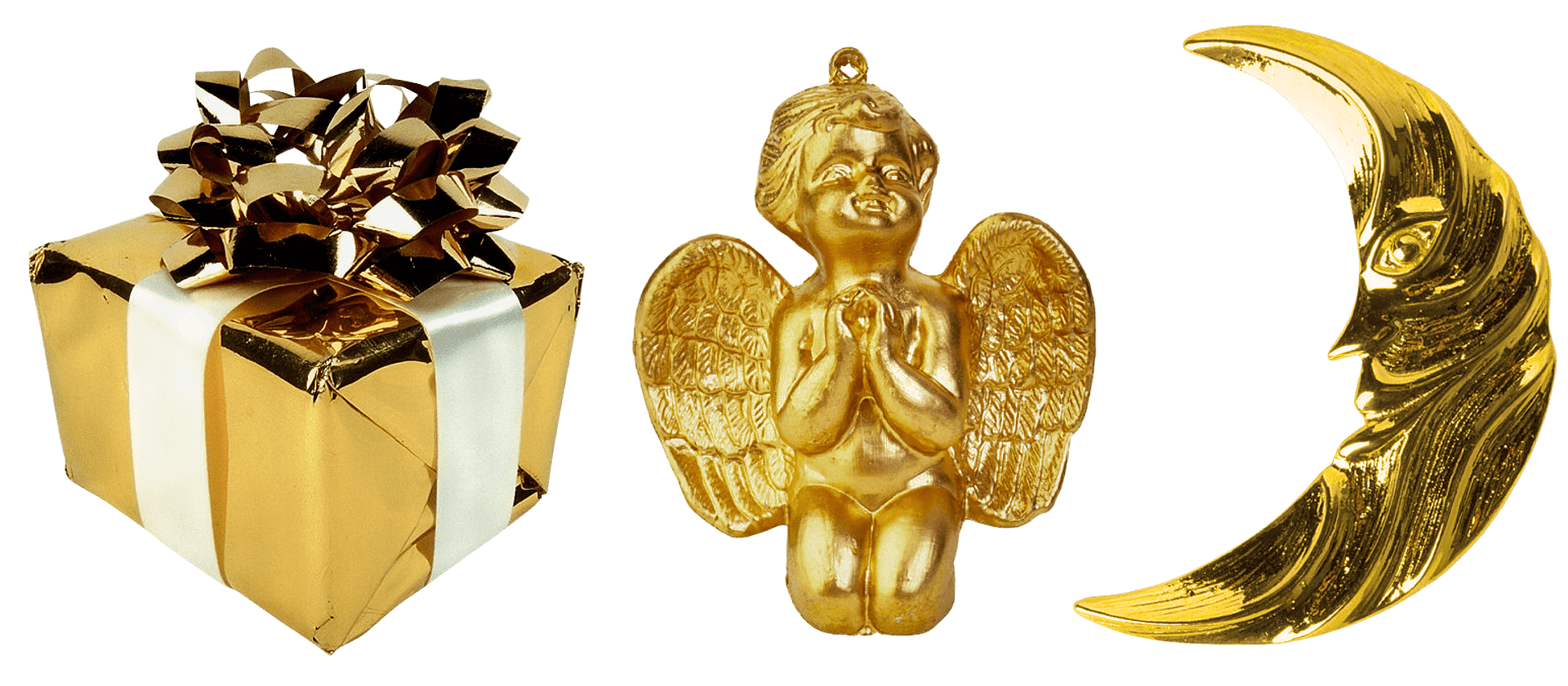 Golden Christmas Decorations PNG Image