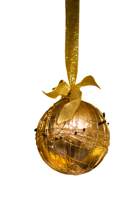 Golden Christmas Ornament Hanging PNG Image