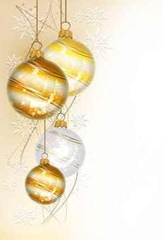 Golden Christmas Ornaments PNG Image