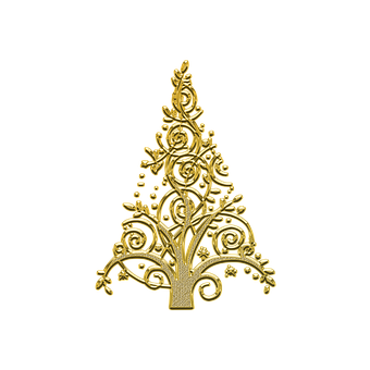 Golden Christmas Tree Design PNG Image