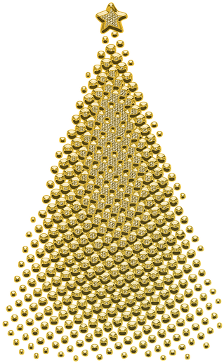 Golden Christmas Tree Ornament Design PNG Image