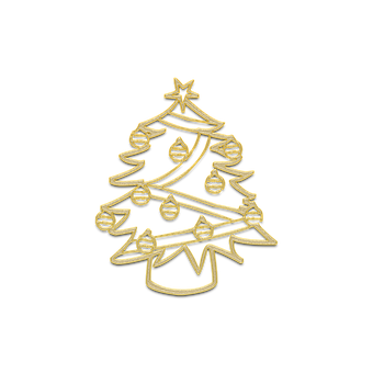 Golden Christmas Tree Outlineon Black PNG Image