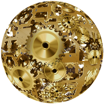 Golden Clockwork Sphere PNG Image