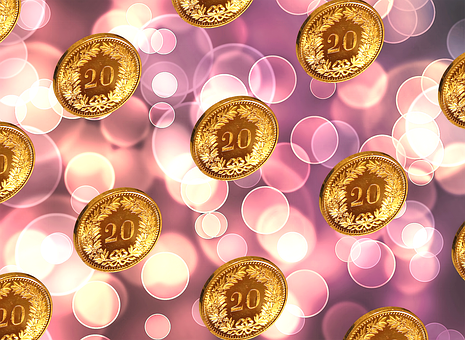 Golden Coins Bokeh Background PNG Image