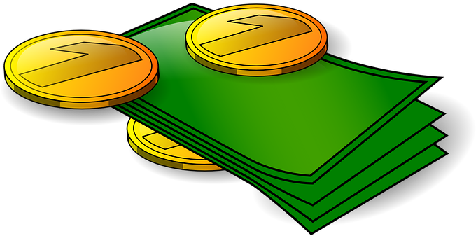 Golden Coinsand Cash Illustration PNG Image