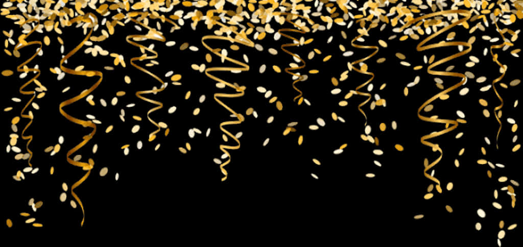 Golden Confetti Celebration Background PNG Image