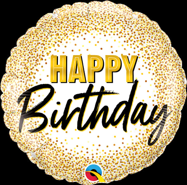 Golden Confetti Happy Birthday Balloon PNG Image