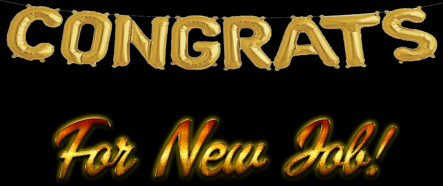 Golden Congrats New Job Celebration PNG Image