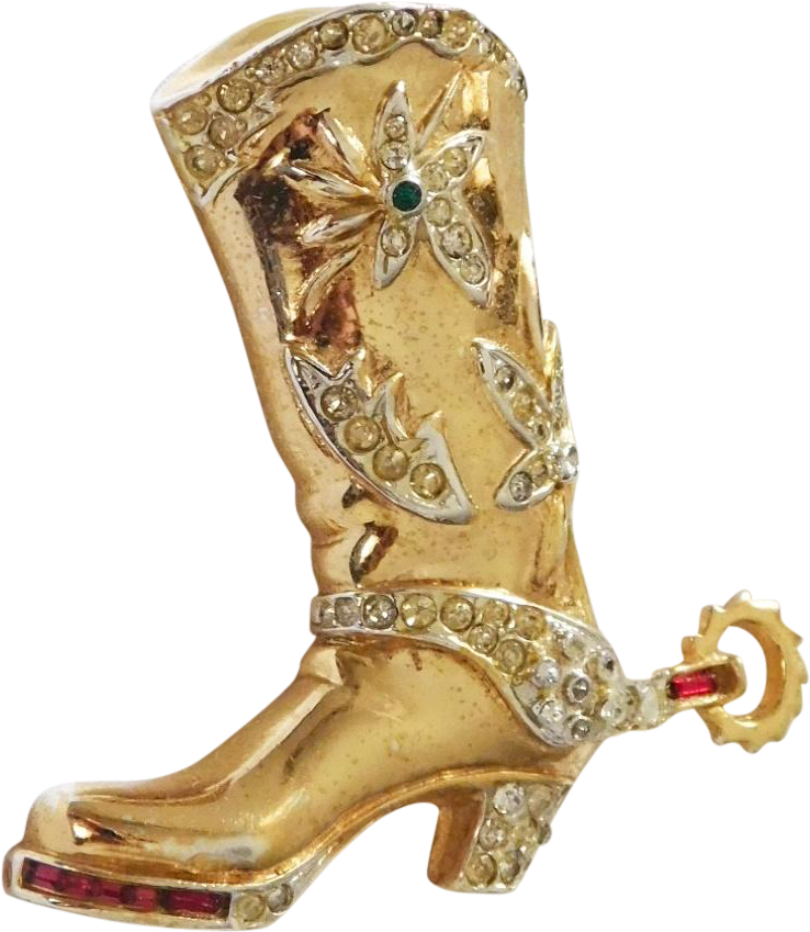 Golden Cowboy Boot Ornament PNG Image