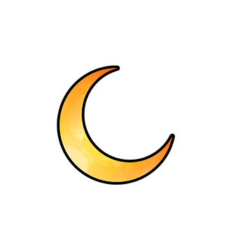 Golden Crescent Moon Illustration PNG Image