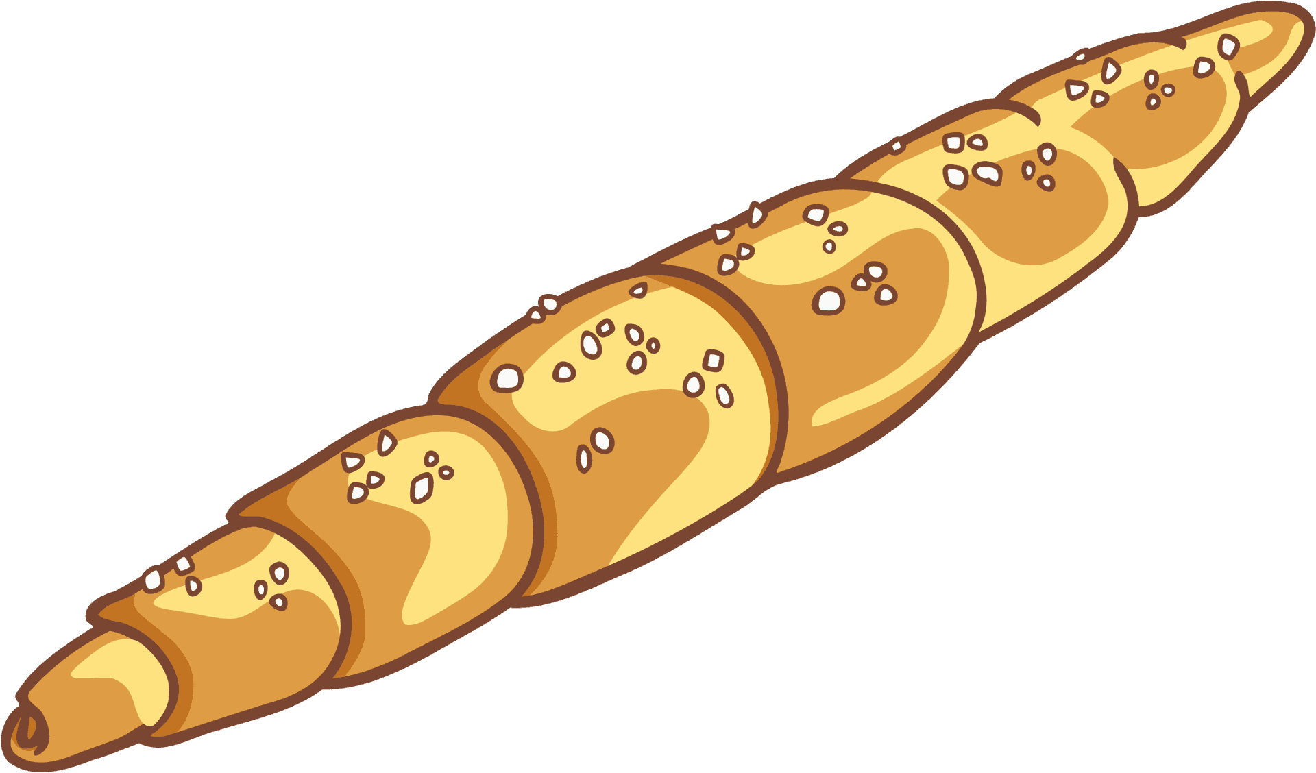 Golden Crispy Baguette Illustration PNG Image