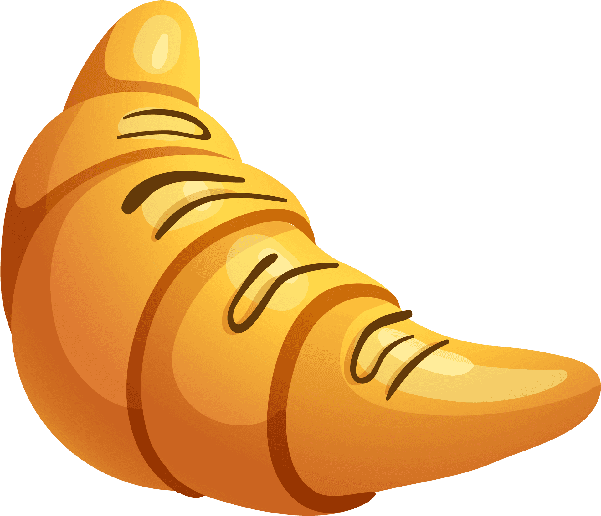 Golden Croissant Vector Illustration PNG Image