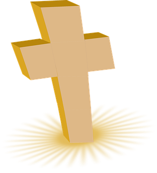 Golden Cross Glowing Halo PNG Image