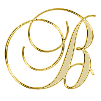 Golden Cursive Letters C B PNG Image