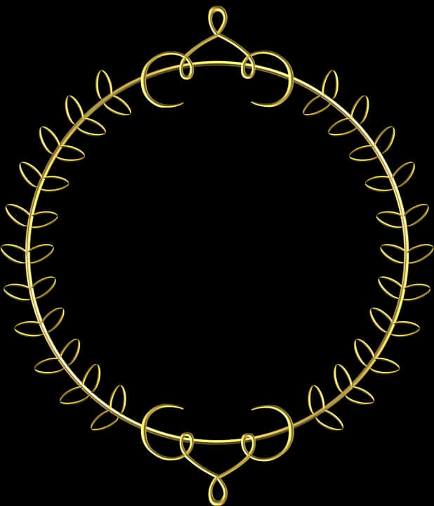 Golden Decorative Frame Circle PNG Image