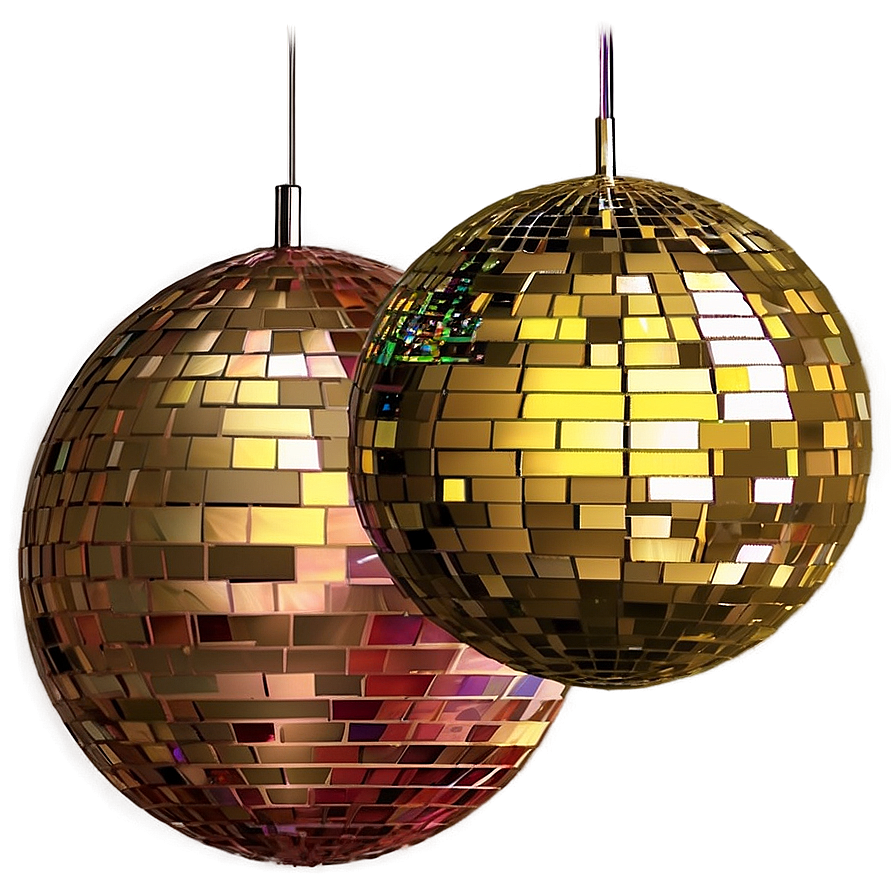 Golden Disco Balls Hanging PNG Image