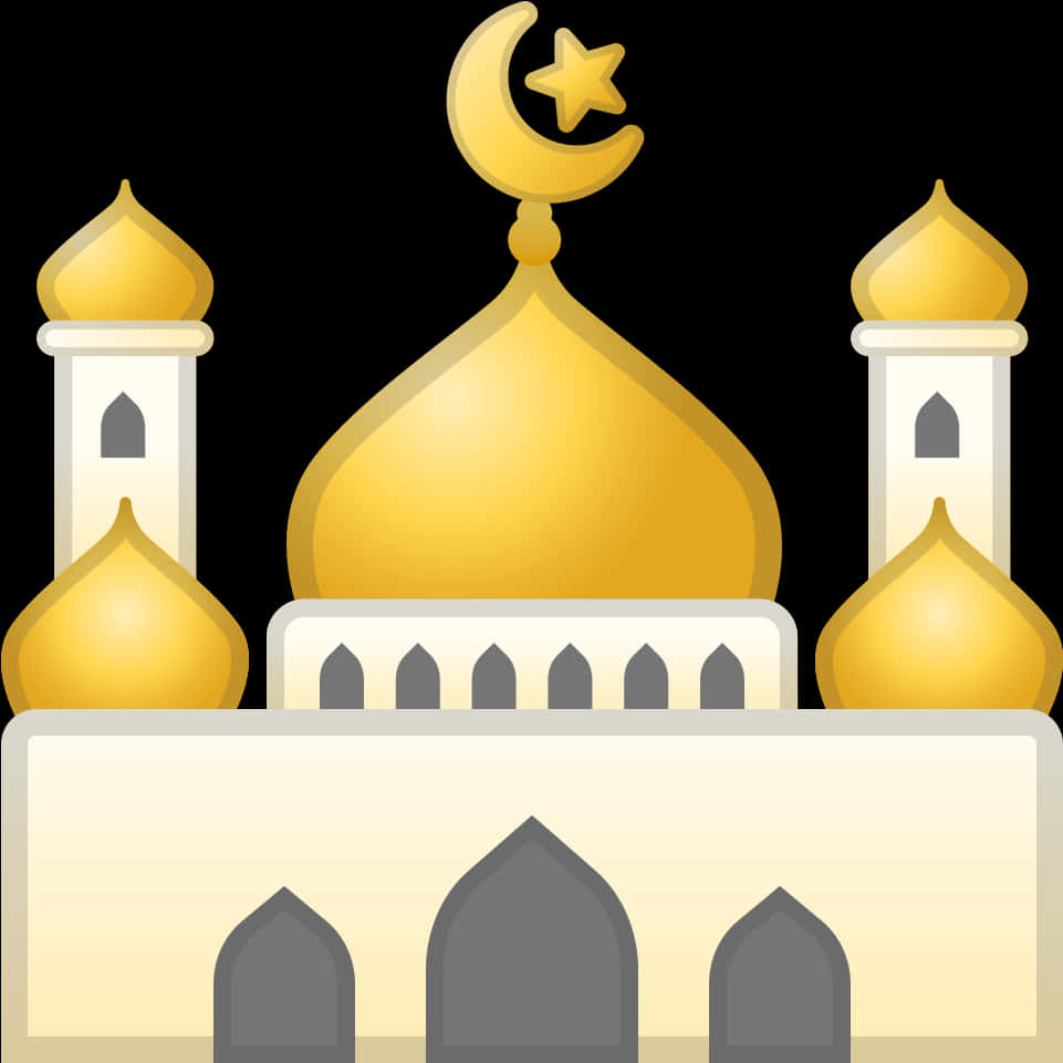 Golden Dome Mosque Illustration PNG Image