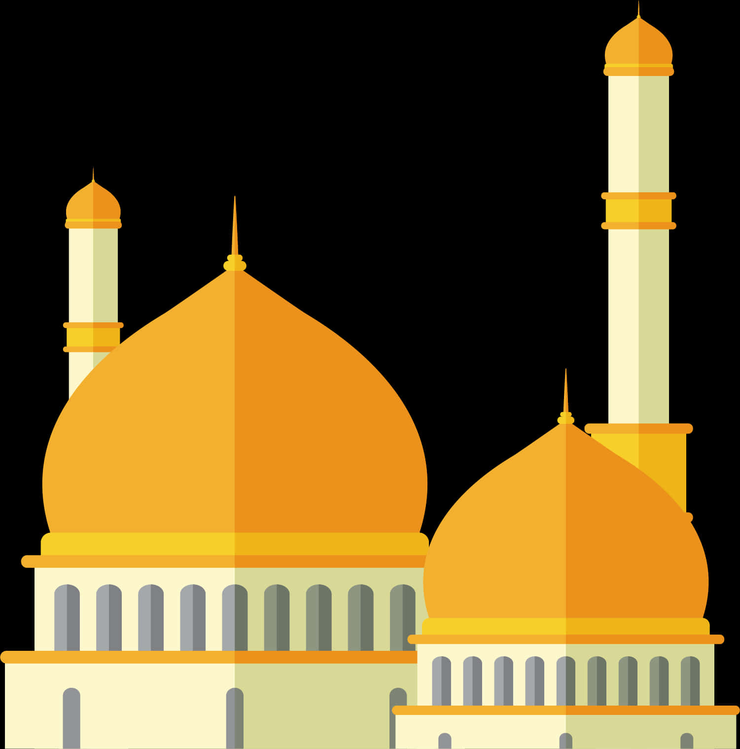 Golden_ Dome_ Mosque_ Vector_ Illustration PNG Image