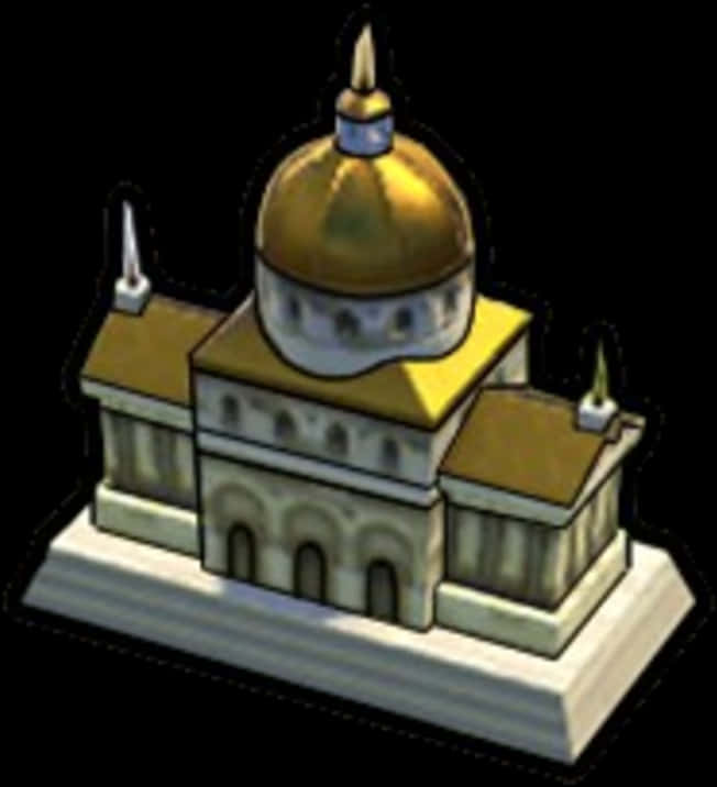 Golden Domed Structure Illustration PNG Image