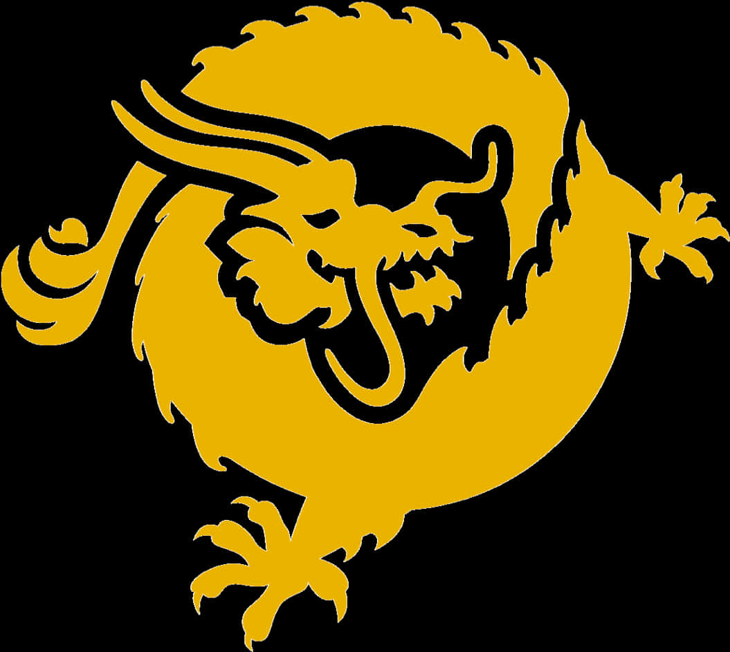 Golden Dragon Silhouette PNG Image