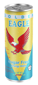 Golden Eagle Sugar Free Energy Drink Can PNG Image